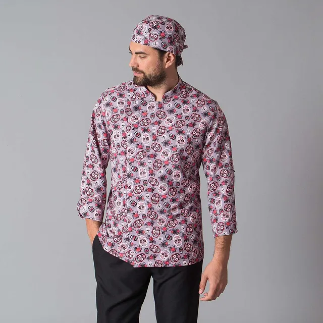 GARY'S Catrina veste de cuisine coton crânes XS