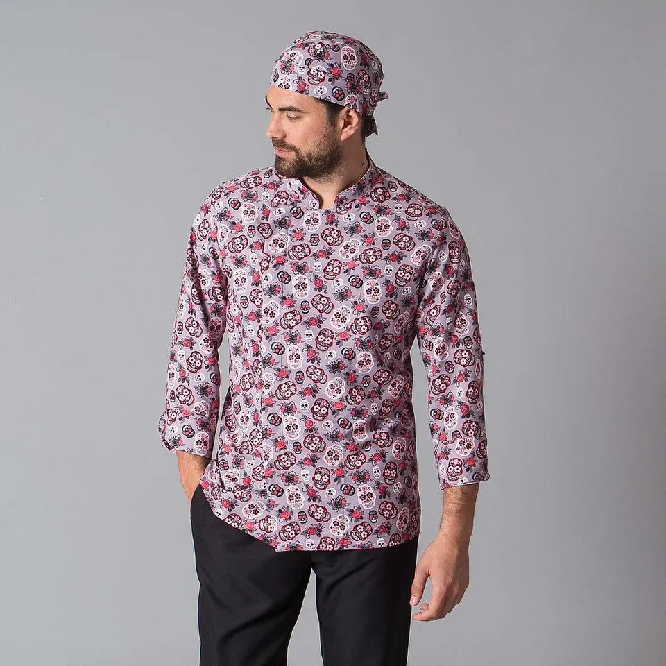 GARY'S Catrina veste de cuisine coton crânes XS