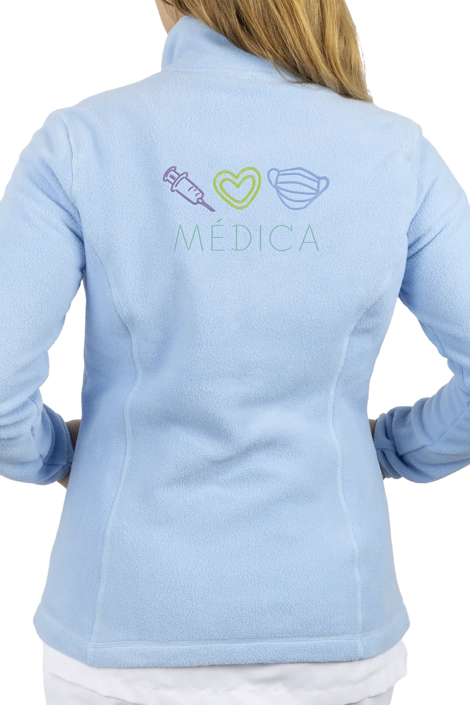 Enfermania polaire médicale femme Sweet bleu brodée chaude