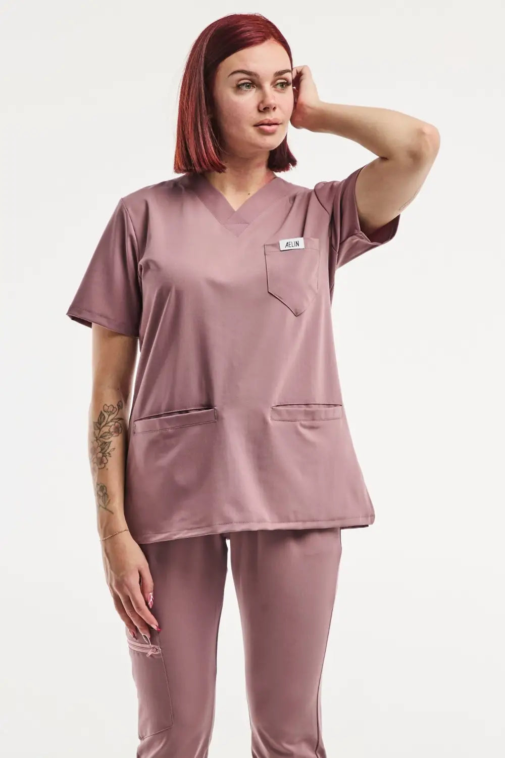 Aelin Slimfit NEW Tenue Médicale Rose Stretch 2 Pièces