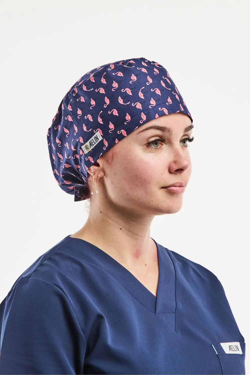 Aelin Paris calot chirurgien bleu marine flamant couvrant