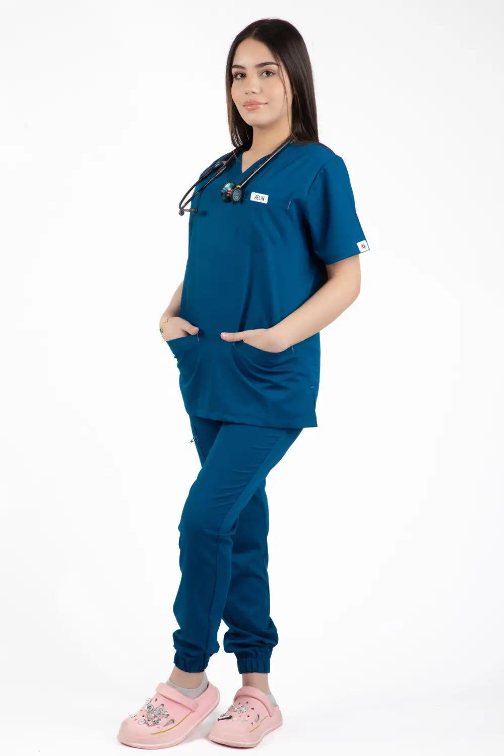 Aelin Slimfit NEW tenue médicale bleu turquoise 6 poches