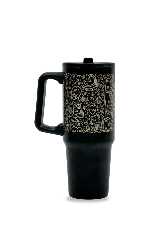 Enfermania Sweet Cake jarre thermique noire 870 ml gravée