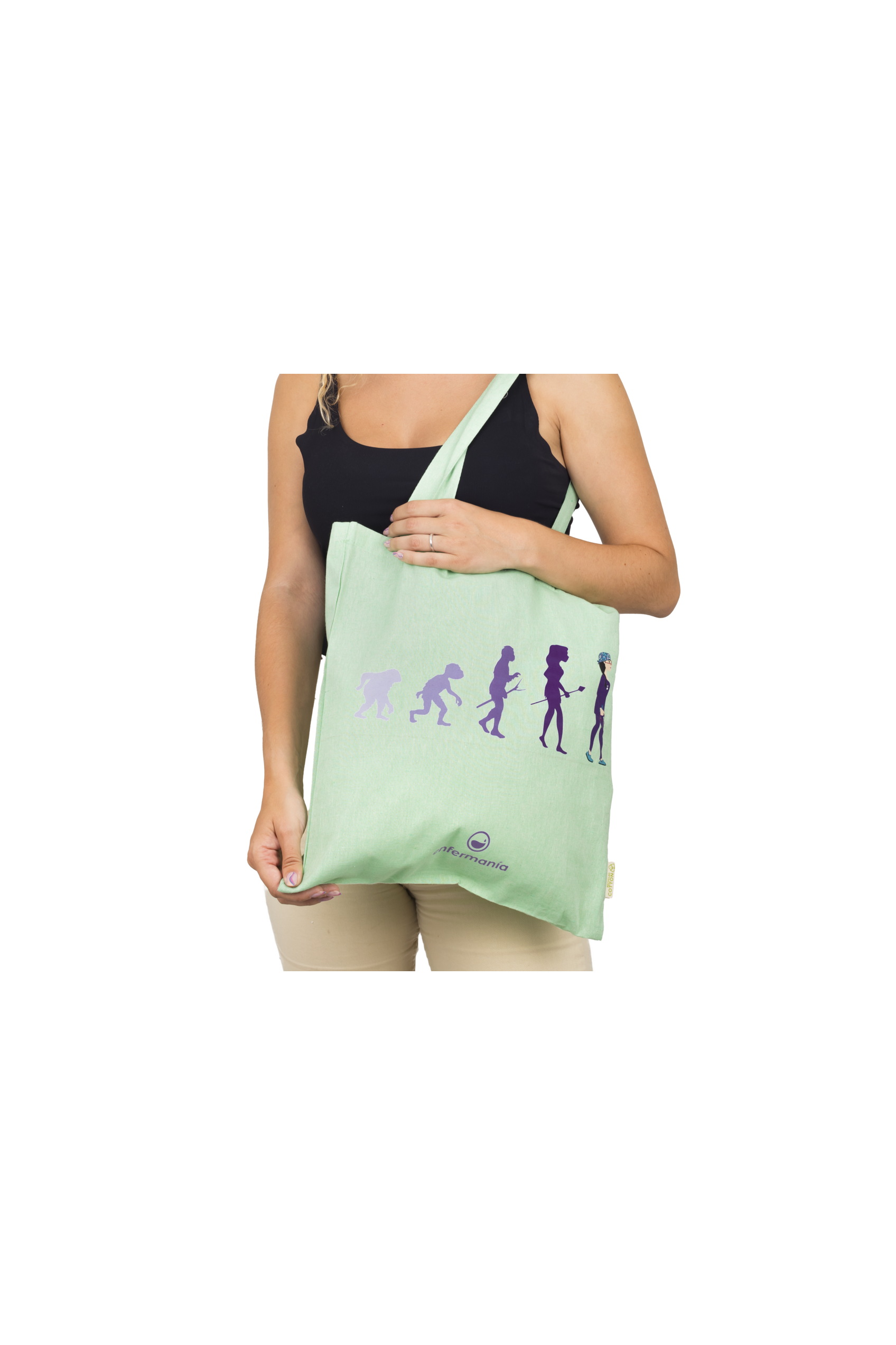 Enfermania Bolsas sac tote infirmière menthe coton recyclé 37x40 cm