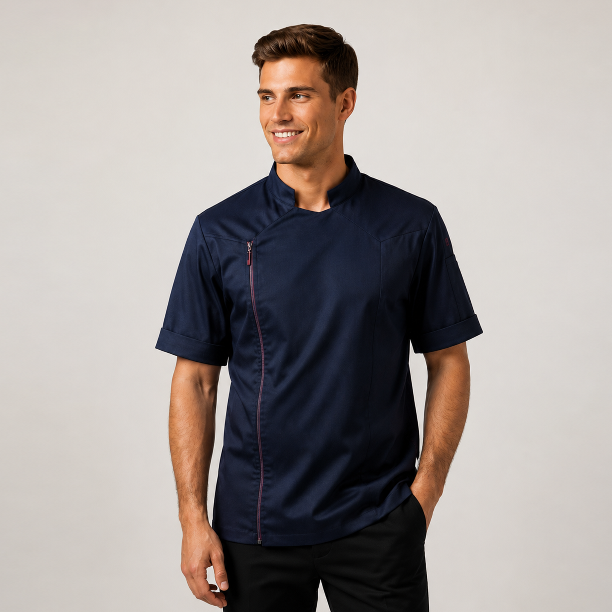 Gary's Sokar Veste Cuisine Unisexe Marine Manches Courtes
