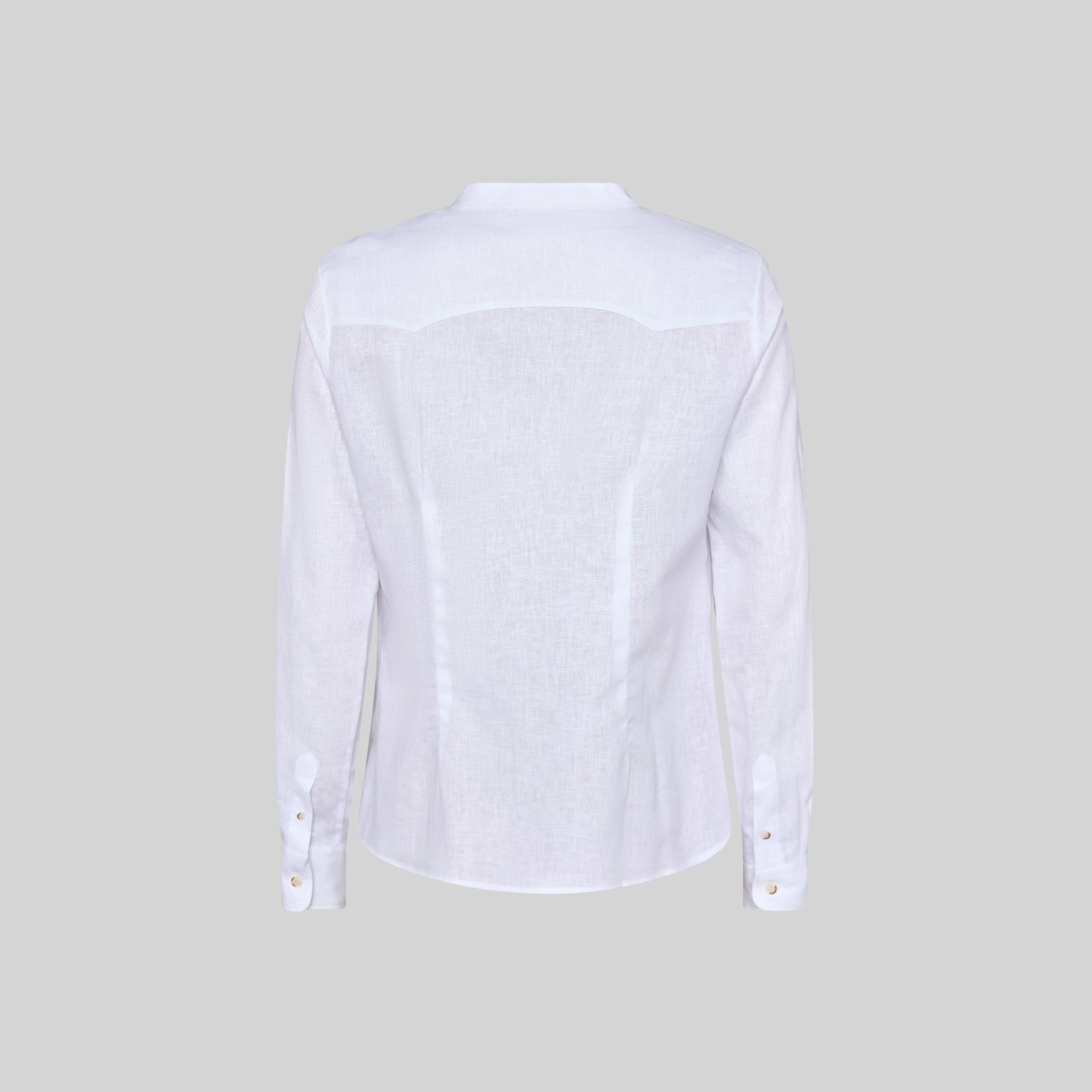 GARY'S Isabela chemise femme col mao lin blanc