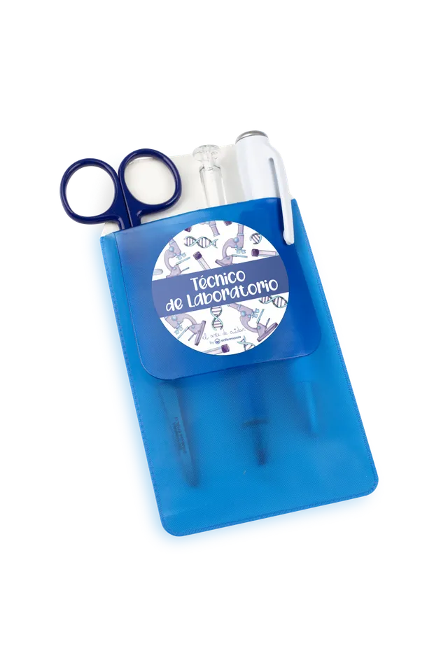 Enfermania protège-poche stylos labo bleu plastique