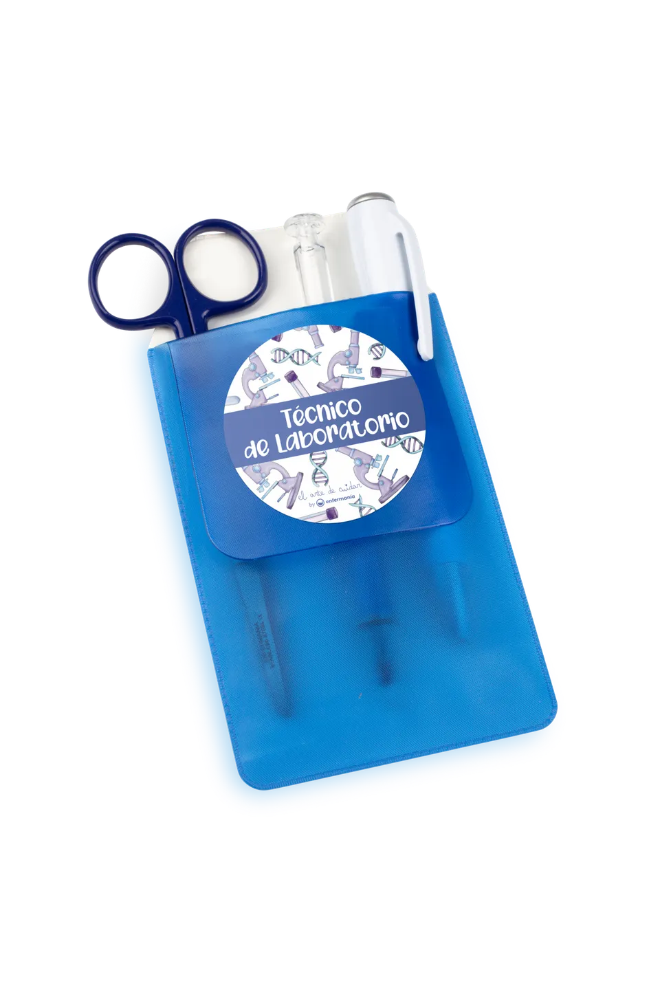 Enfermania protège-poche stylos labo bleu plastique