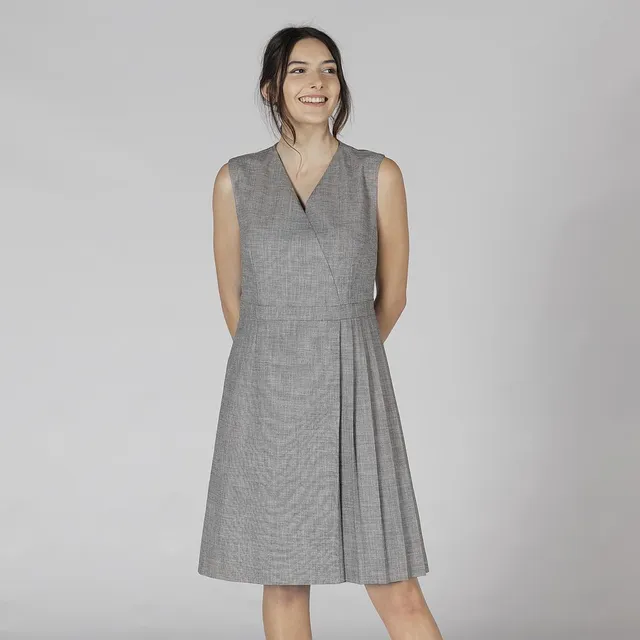 Gary's Dresses robe tablier cheviot gris sans manches