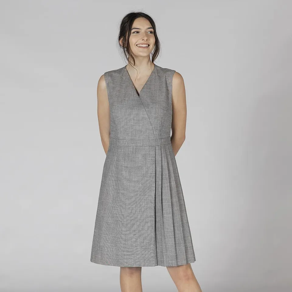 Gary's Dresses robe tablier cheviot gris sans manches