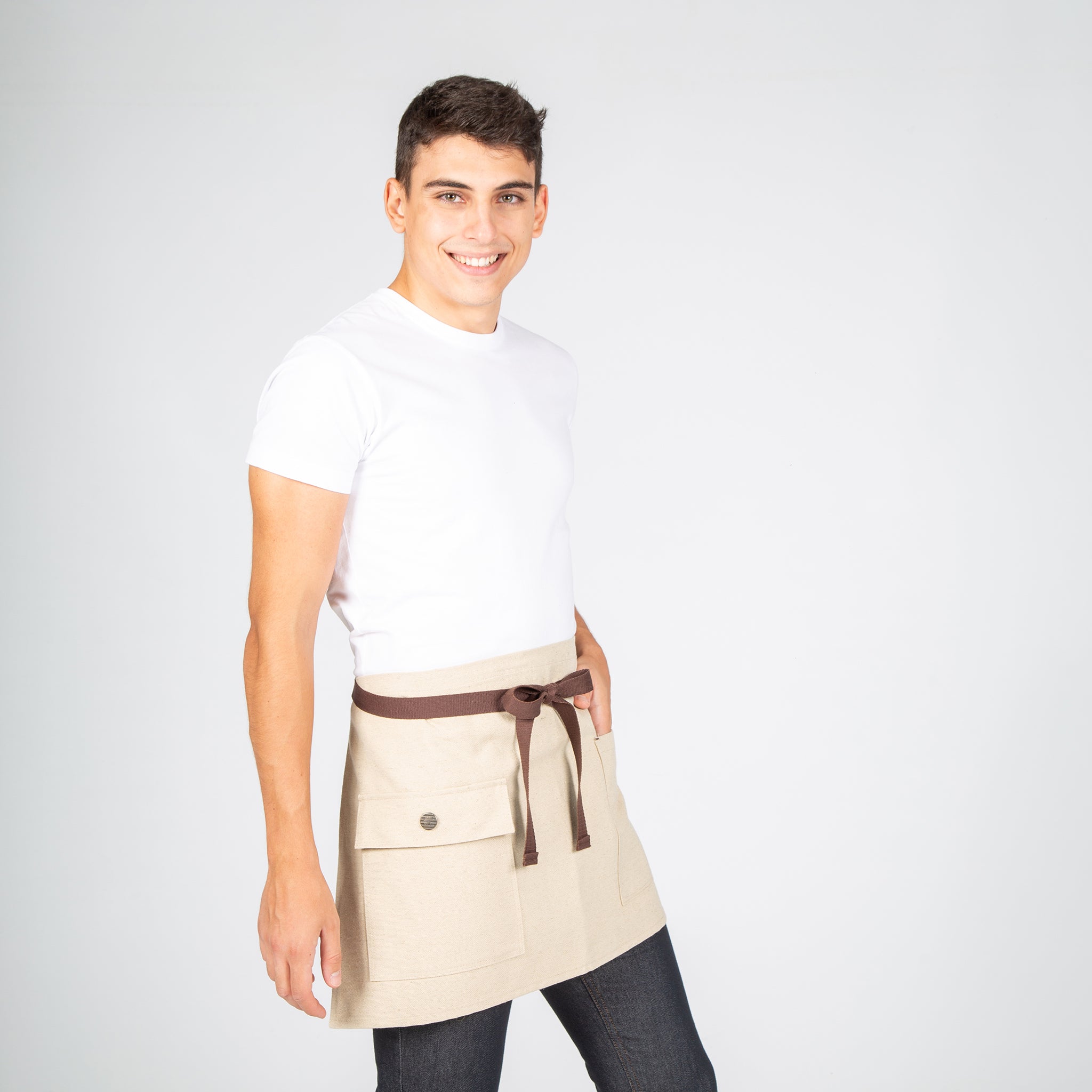 Gary's Aprons tablier court beige 40x68 cm à poches