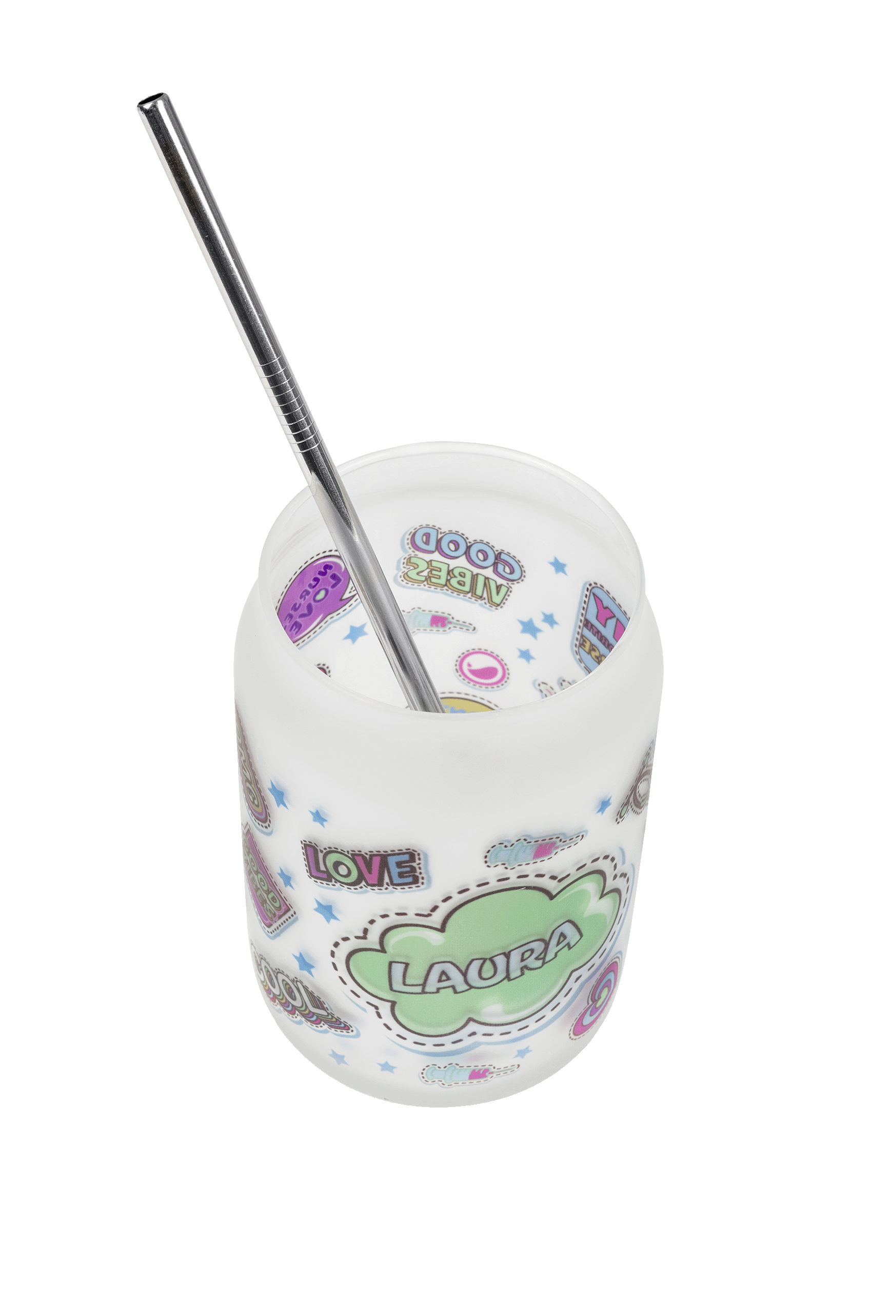 Enfermania Stickers Collection verre personnalisable 400 ml paille