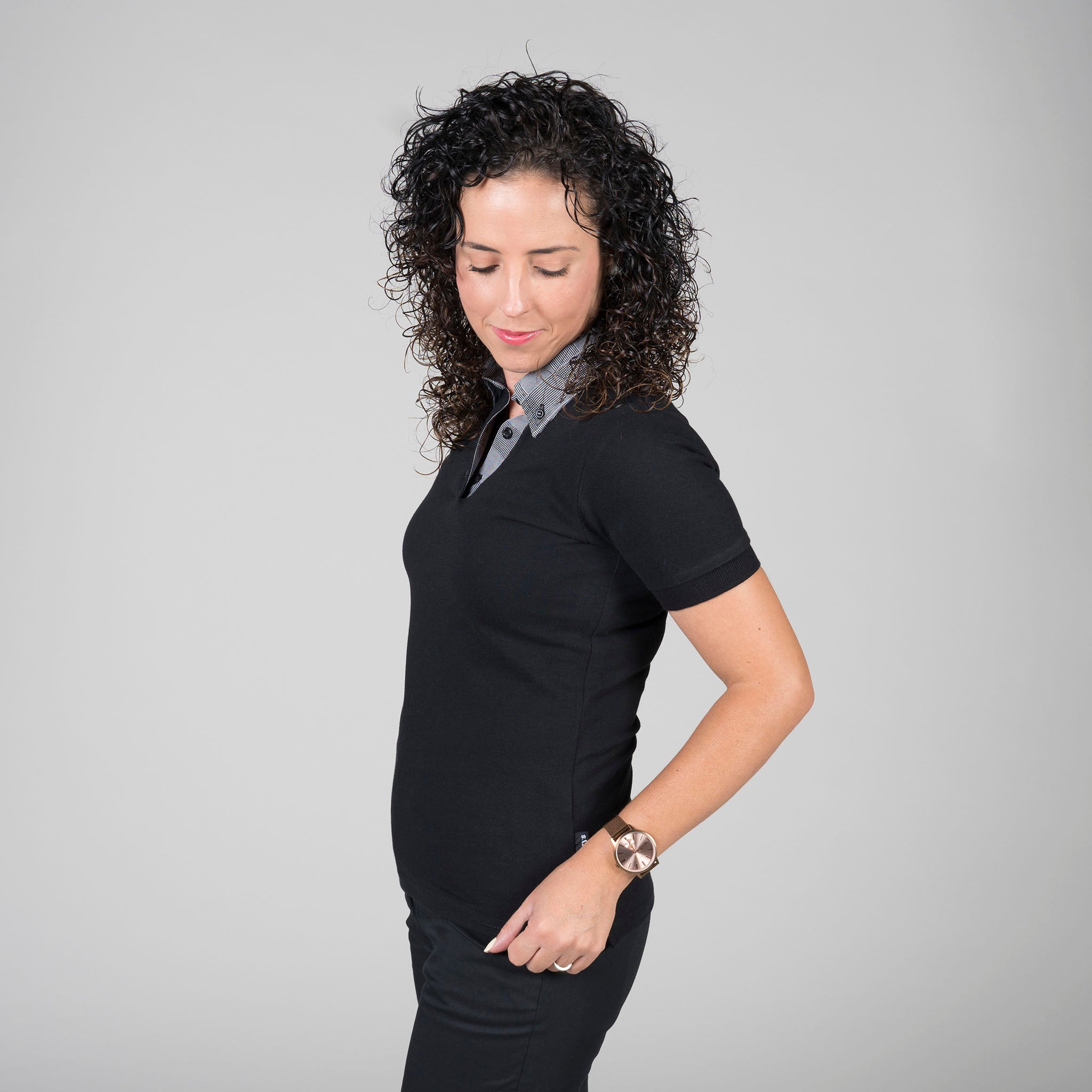 Gary's polo femme noir manche courte slim