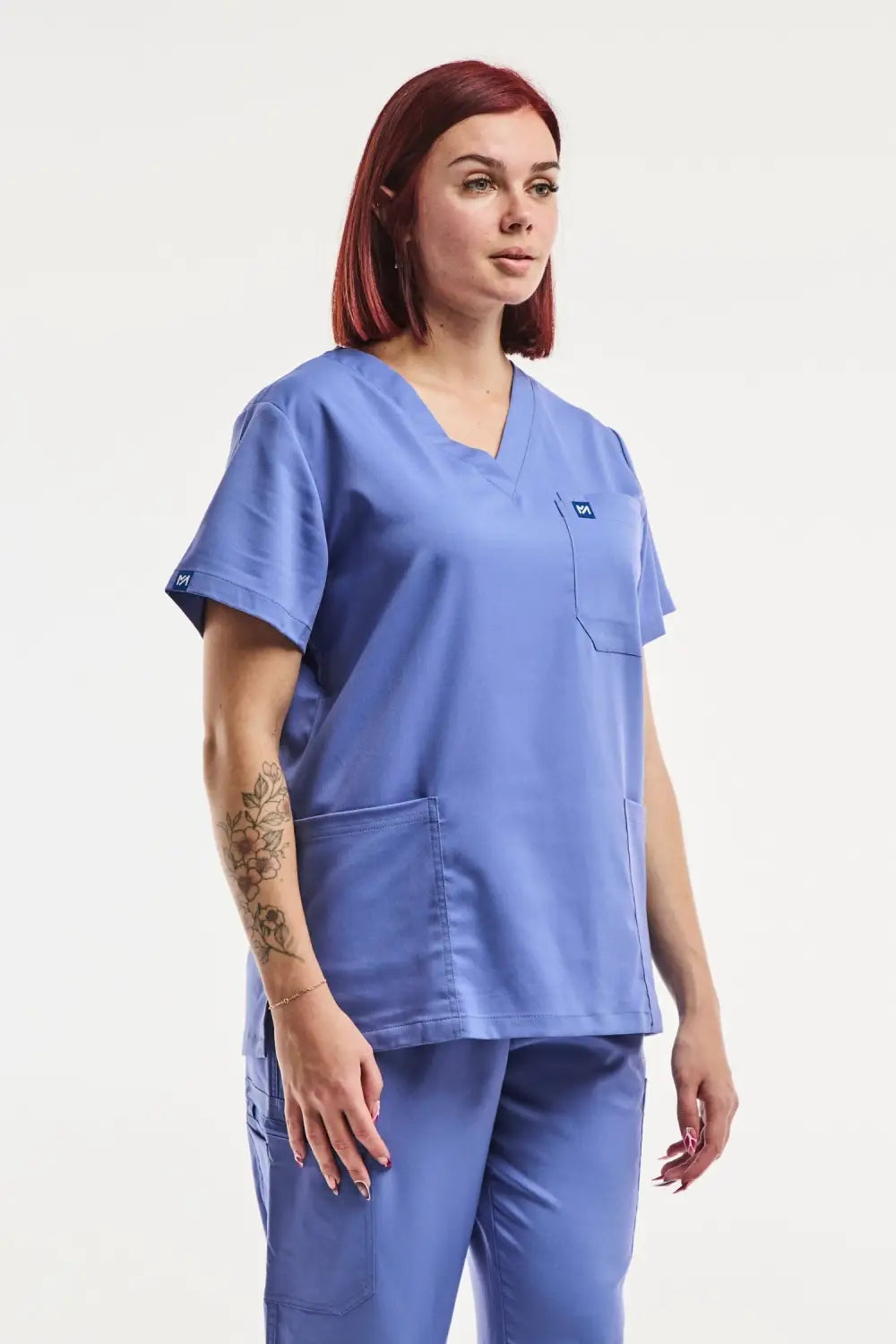 Aelin Emma Tenue médicale femme bleu col V stretch