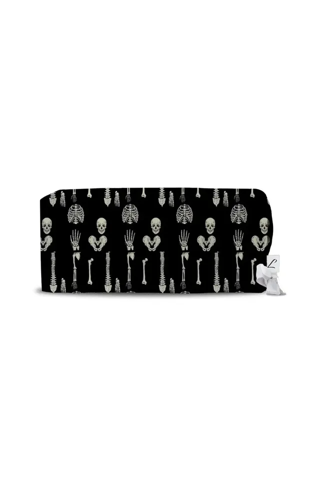 Aelin Paris calot médical noir squelettes cheveux courts polyester