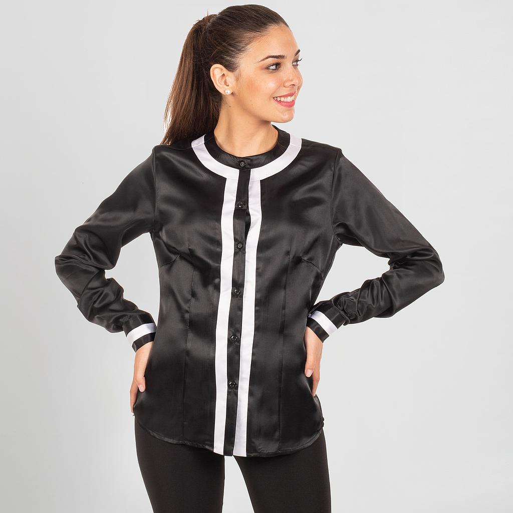 GARY'S Melania blouse noire M manches longues satin