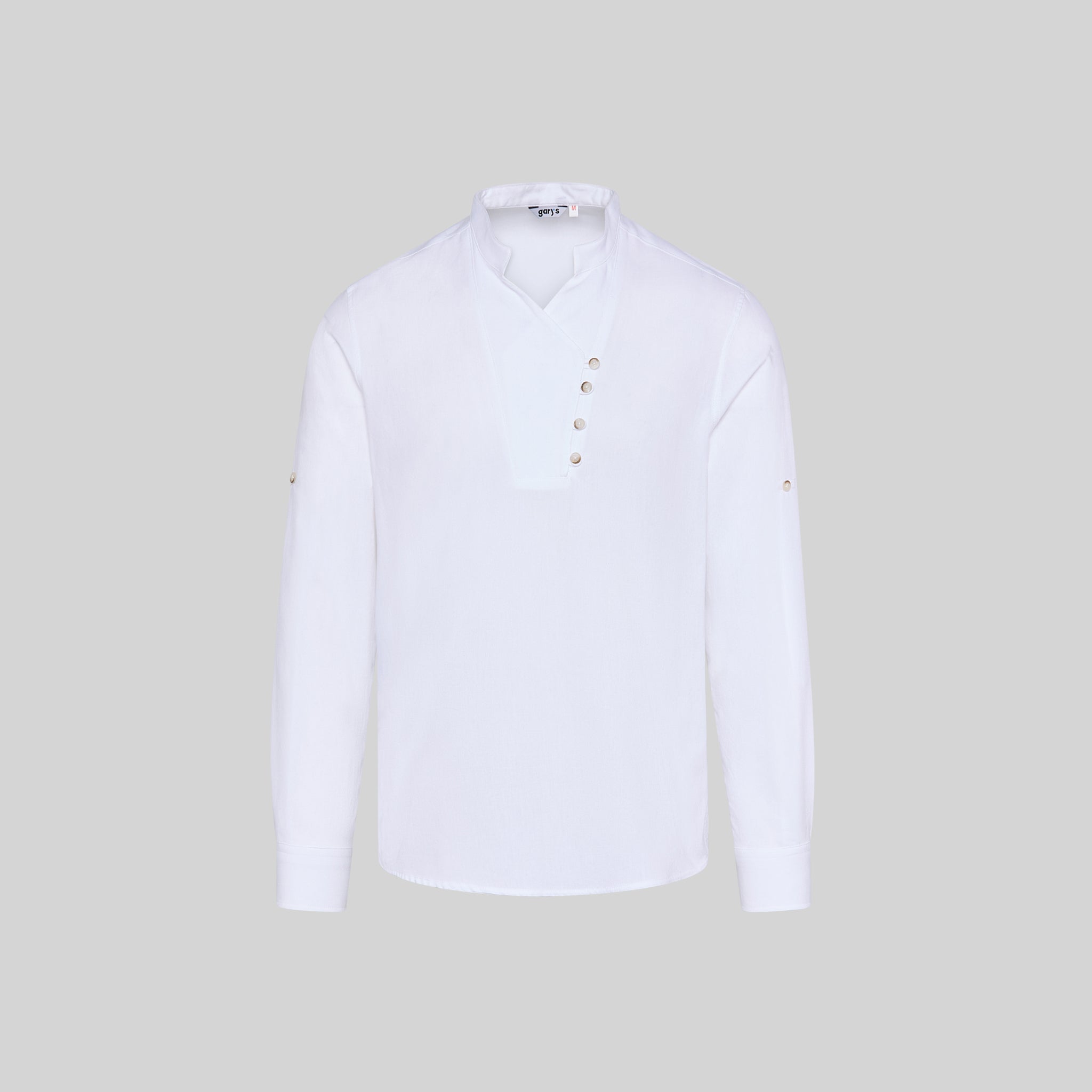 Gary's Shirts chemise homme Nias chambray beige col mao