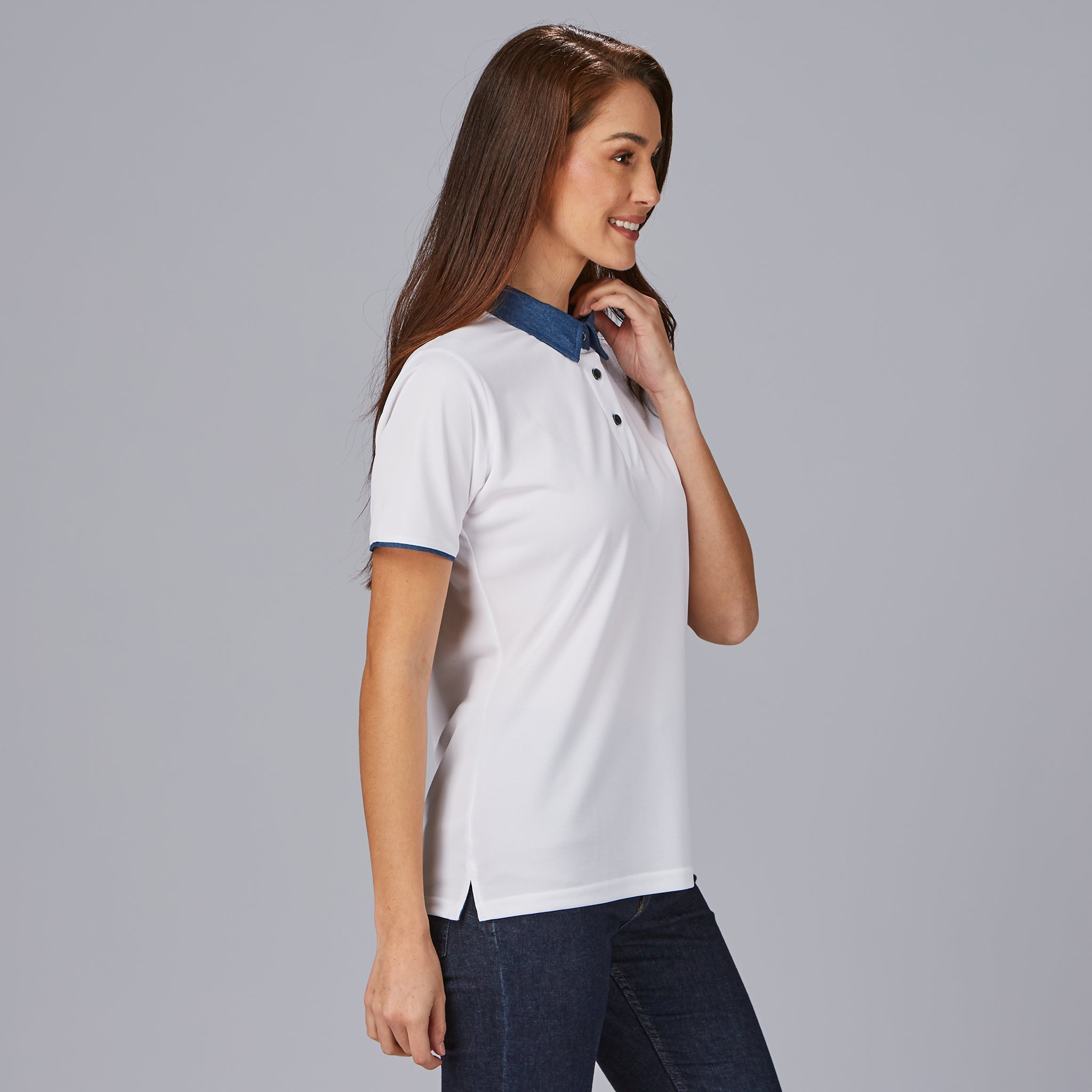 GARY'S Polo Woman Unwashed Denim polo femme noir