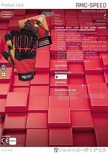 Reis RMC-Speed gants de protection cuir rouge-noir XL
