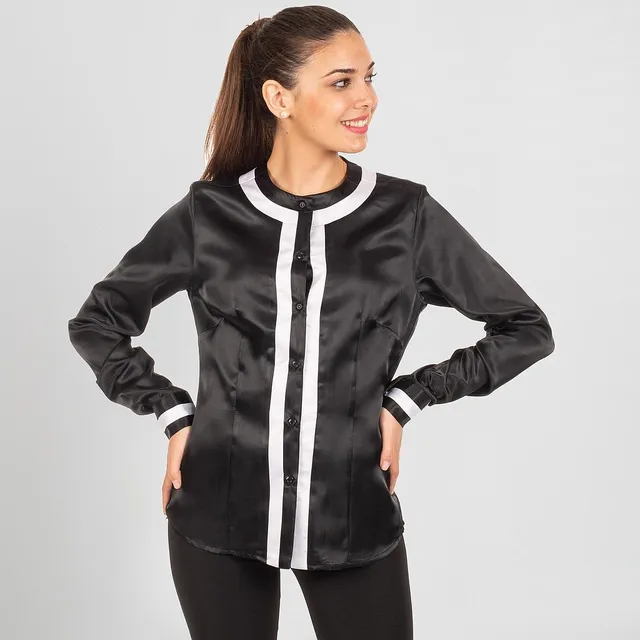GARY'S Melania blouse noire M manches longues satin