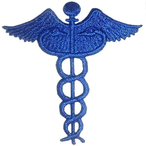 Enfermania Regalos Patch Caducée Bleu thermocollant 55 mm
