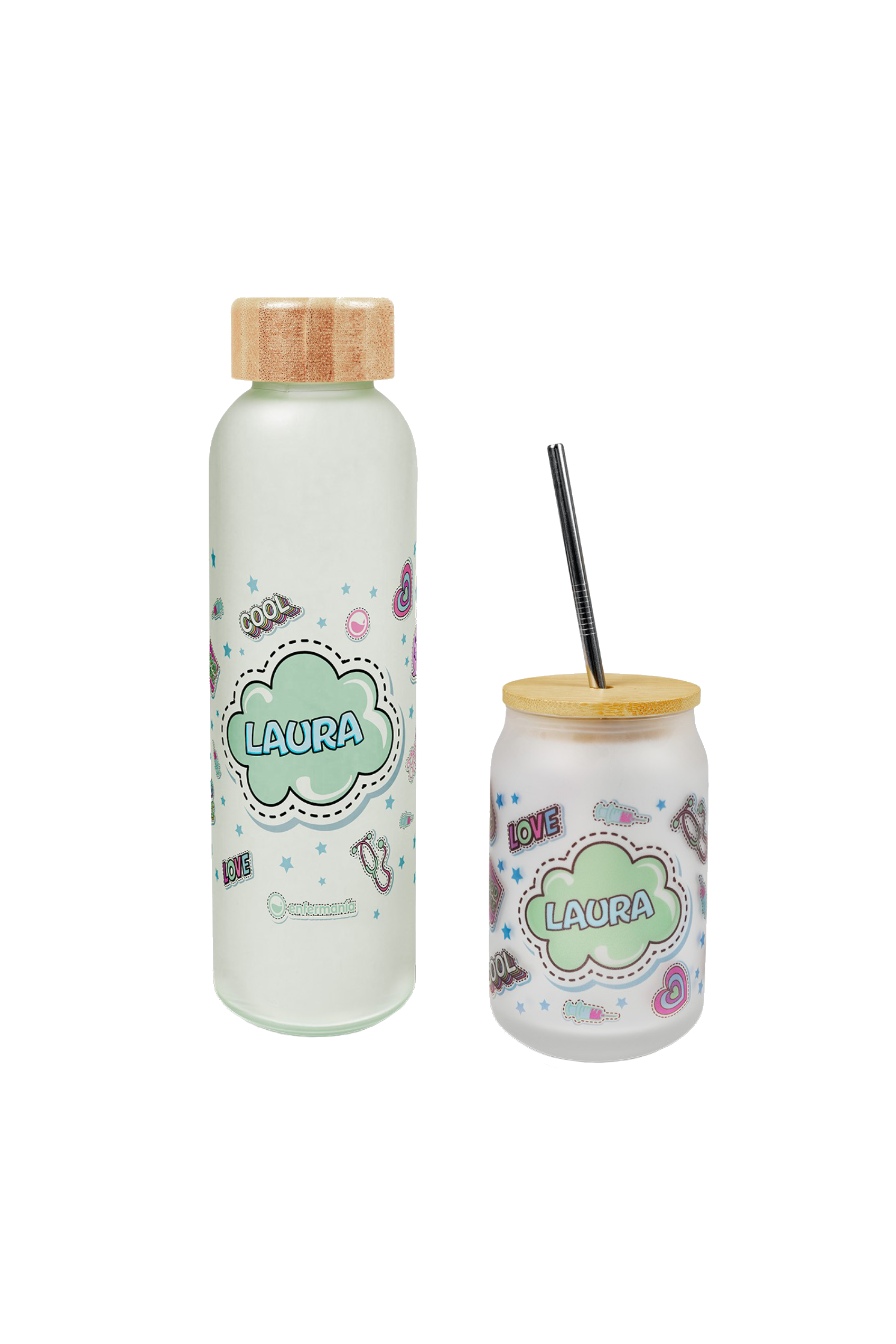 Enfermania Stickers coffret gourde et tasse verre