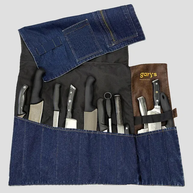 Gary's Knife trousse couteaux denim marine UD