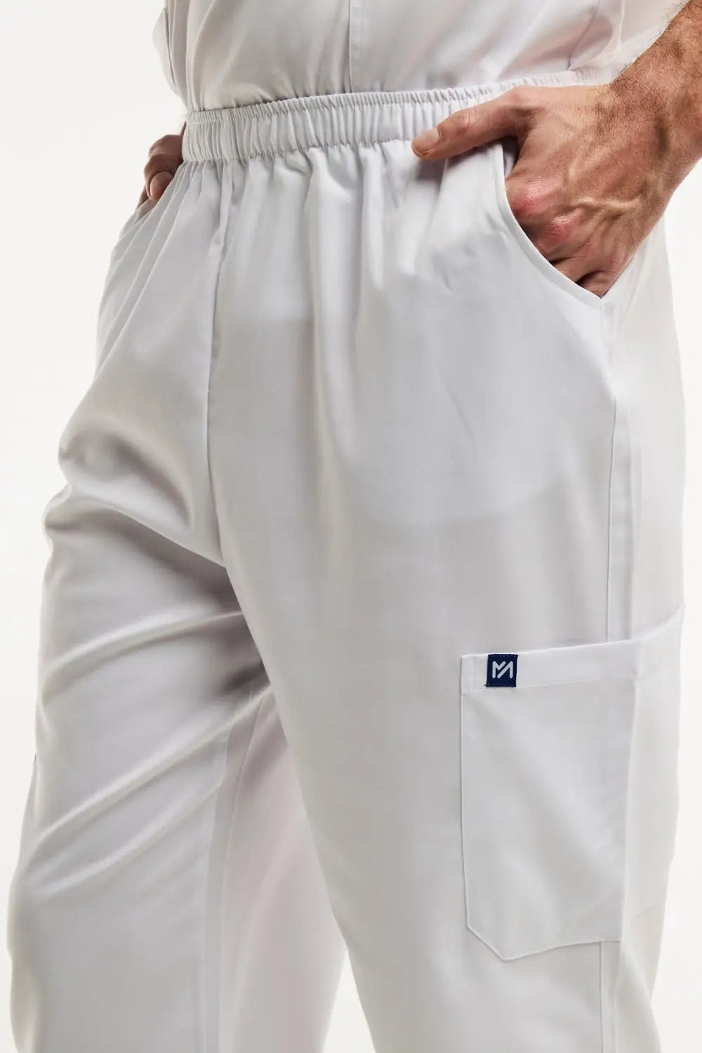 Aelin LUCA Pantalon médical homme blanc stretch