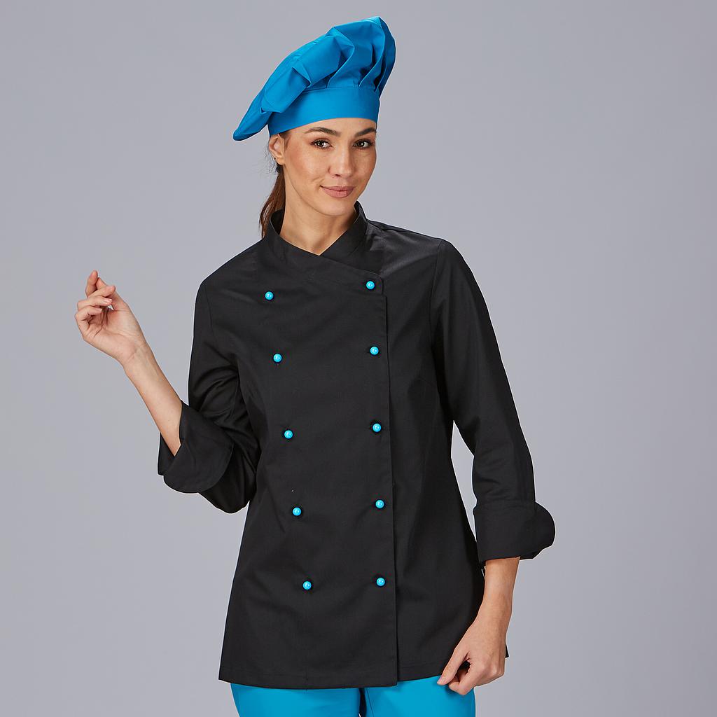 GARY'S Niza veste cuisine femme croisée noire manches longues