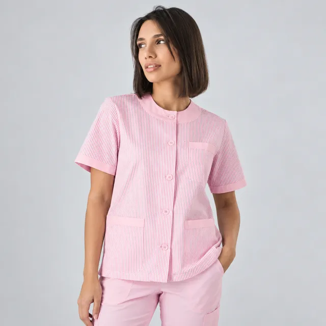 GARY'S Blouses Sanitary blouse vichy rose boutons