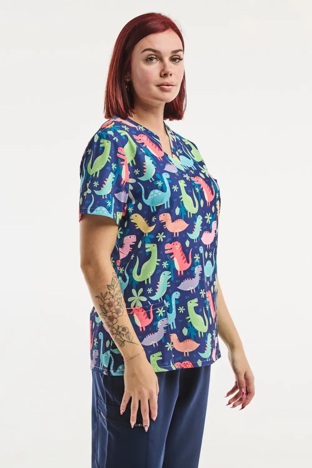 Aelin Paris tunique médicale femme Dino Pop imprimée stretch
