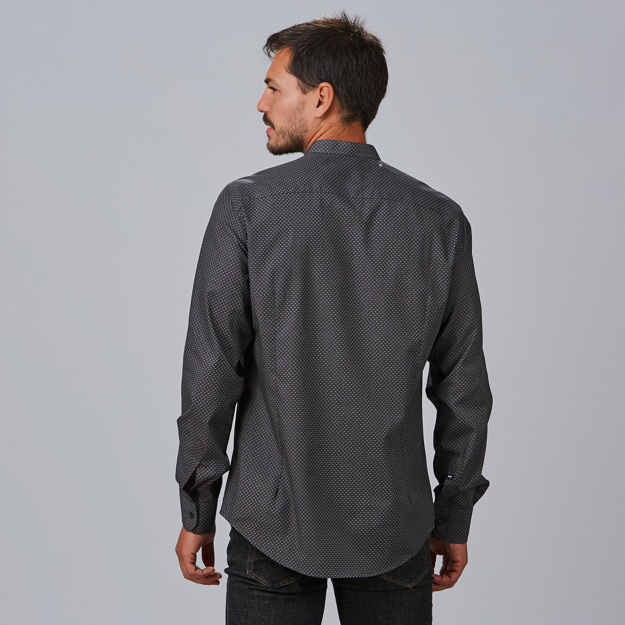 Gary's Leone chemise homme slim gris marengo manches longues