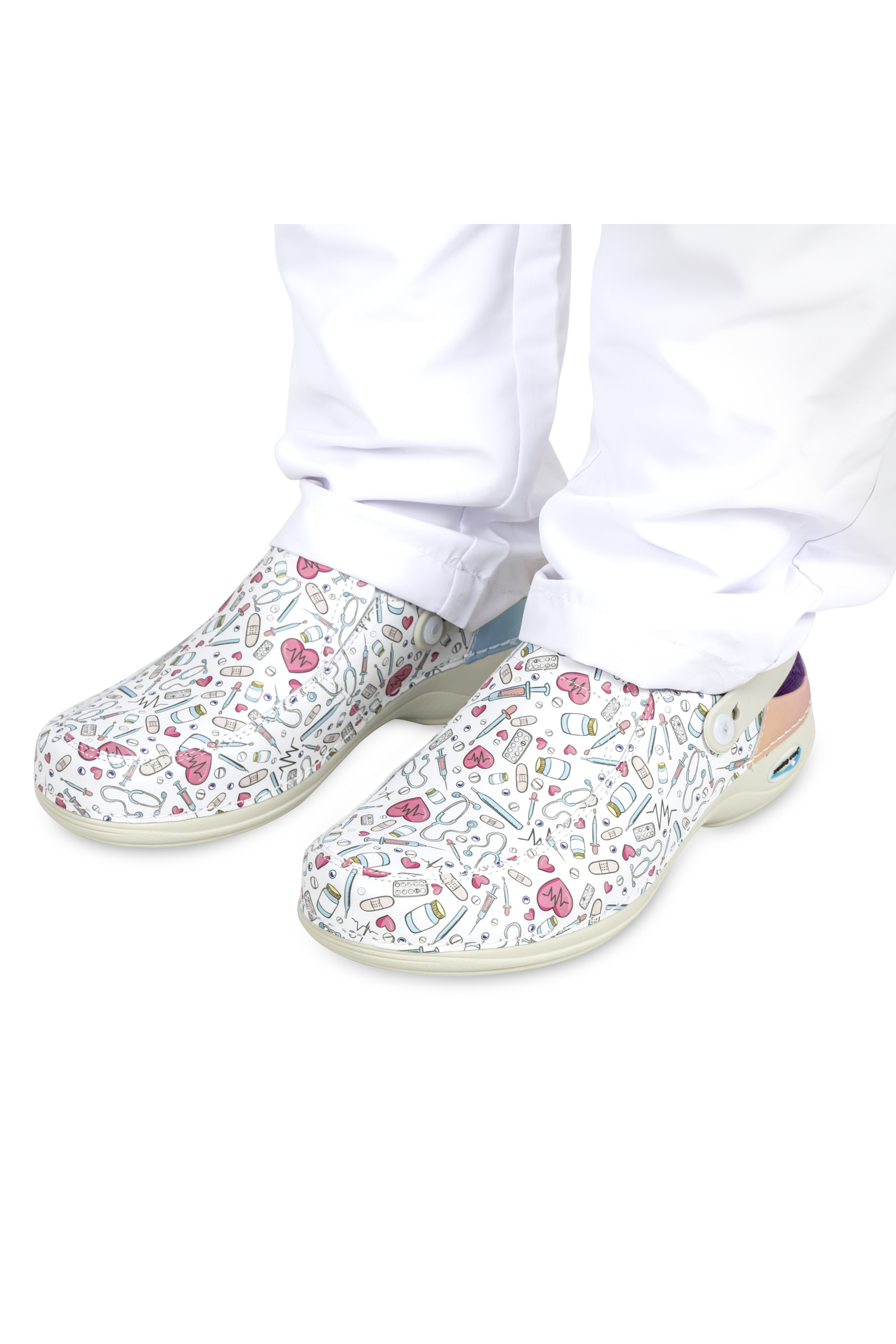 Enfermania Calzado sabot médical cuir Colorful antidérapant