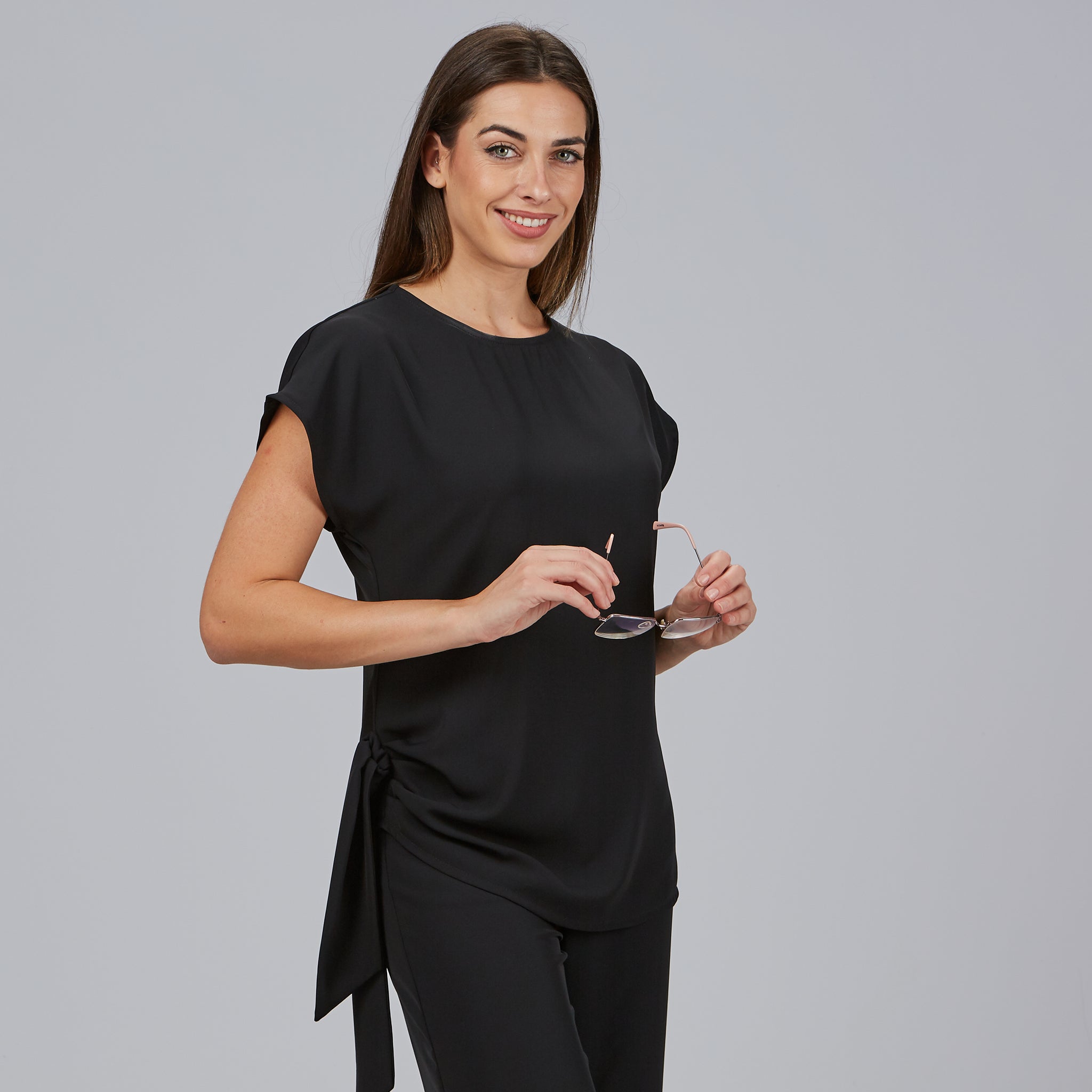 Gary's Blouses blouse Aroa noire drapée femme