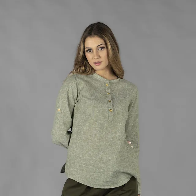 GARY'S Kaula chemise femme blanche lin coton col mao