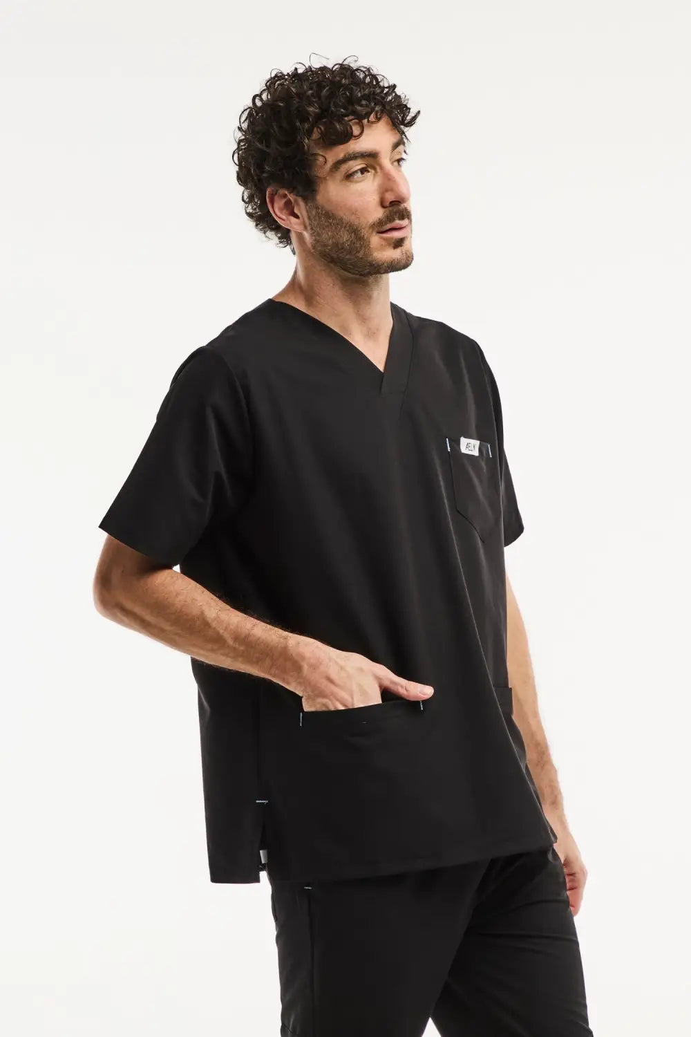 Aelin Slimfit New blouse médicale homme noire stretch