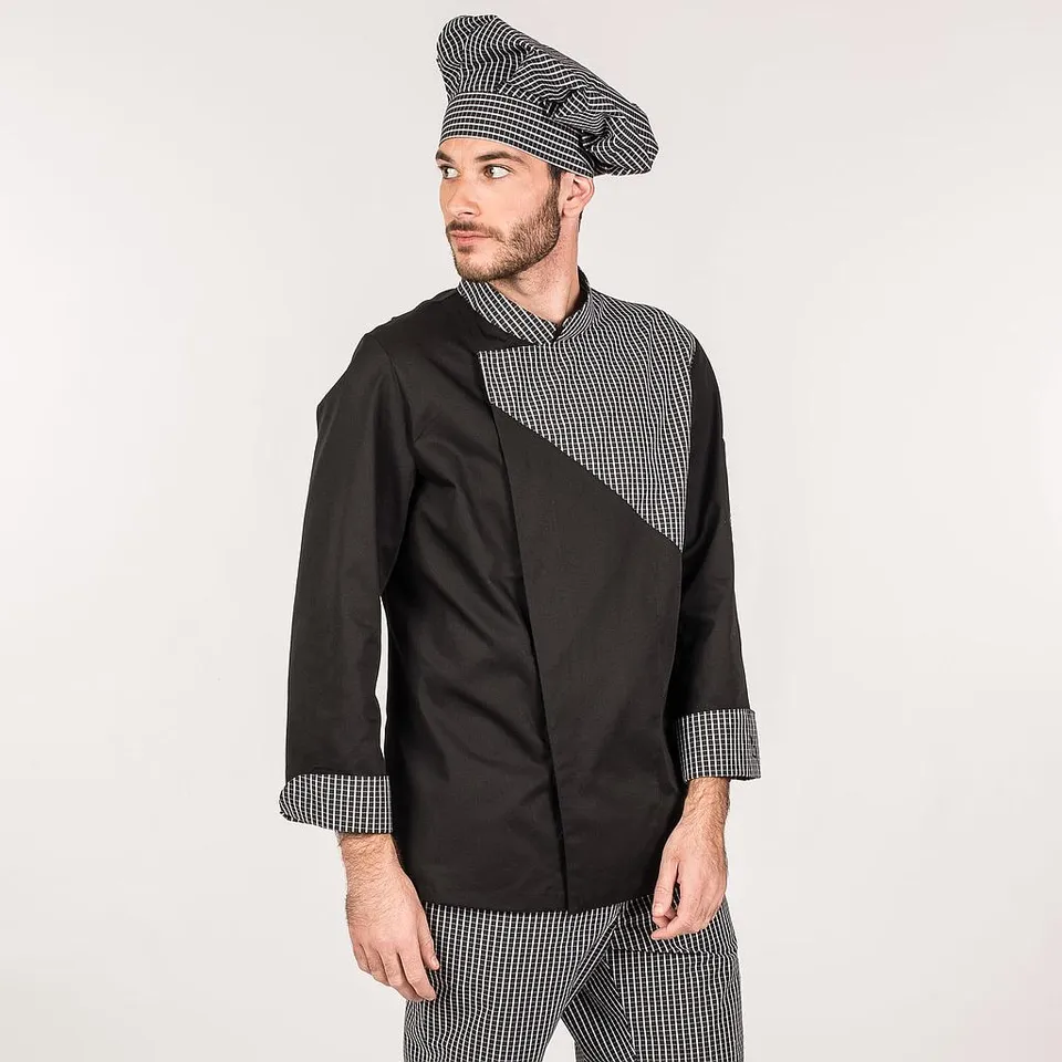 GARY'S Hecate veste de cuisine noire manches longues