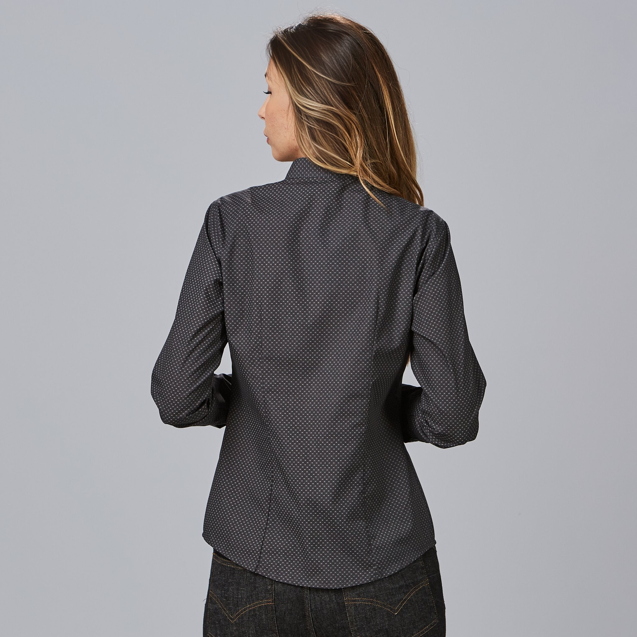GARY'S Greta chemise femme col mao grise imprimée