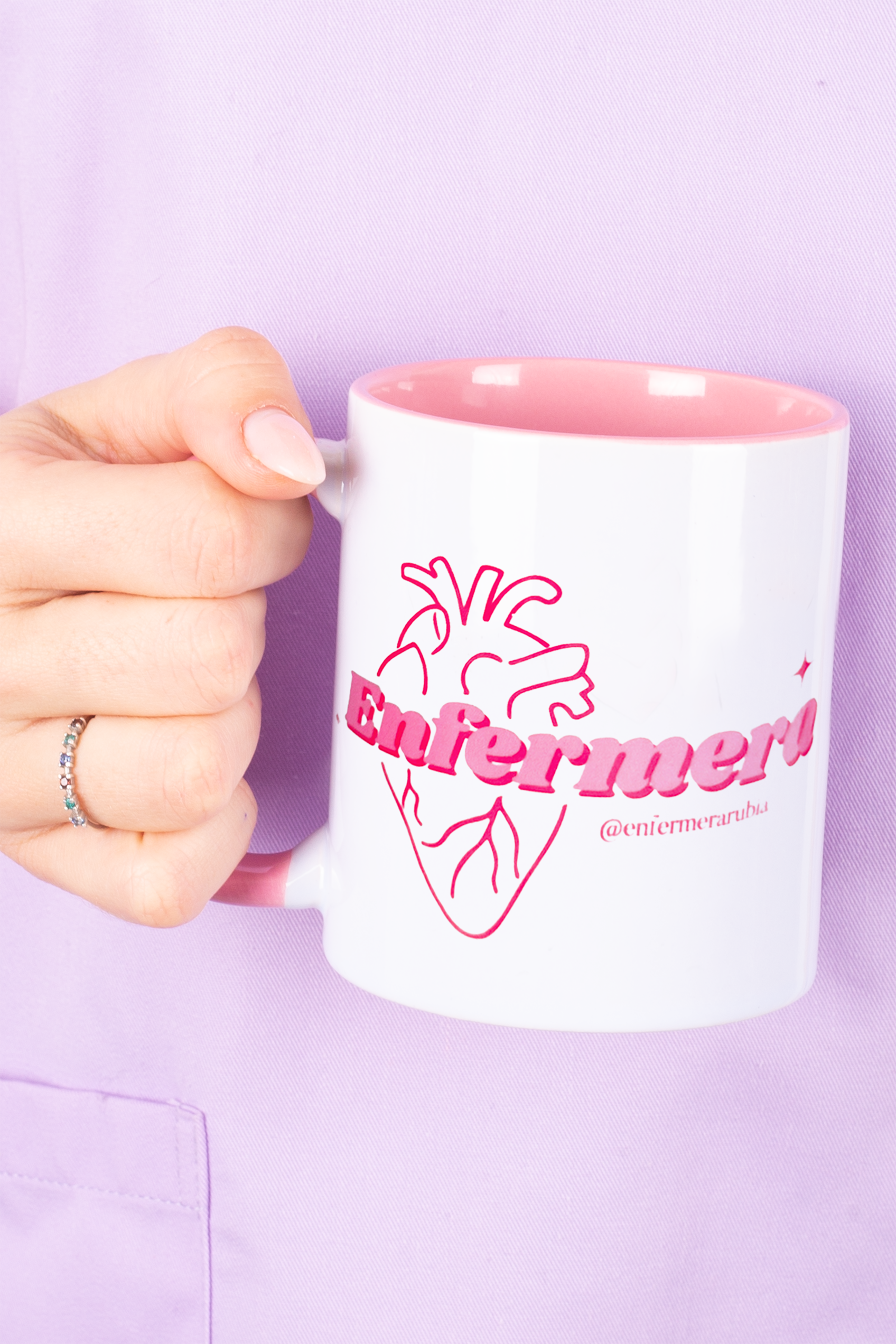 Enfermania Regalos Tasse Céramique Rose 350 ml Cœur Infirmière