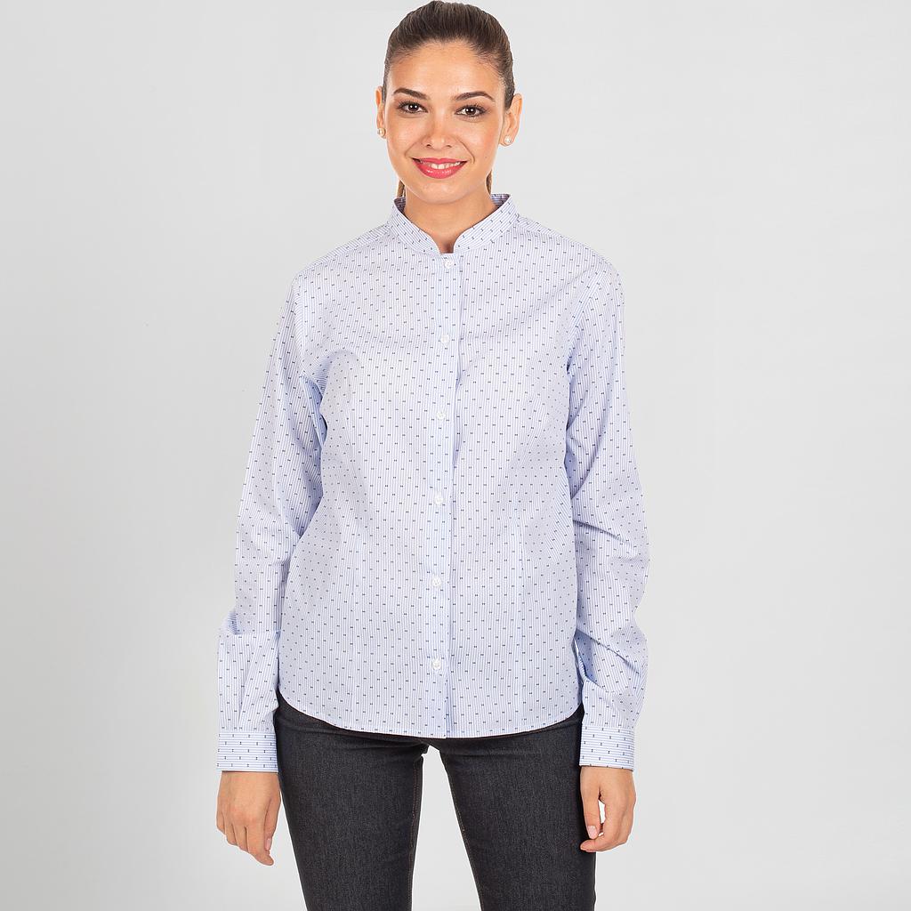 GARY'S Fiorella Chemise Travail Femme Marine Mouette - Col Mao