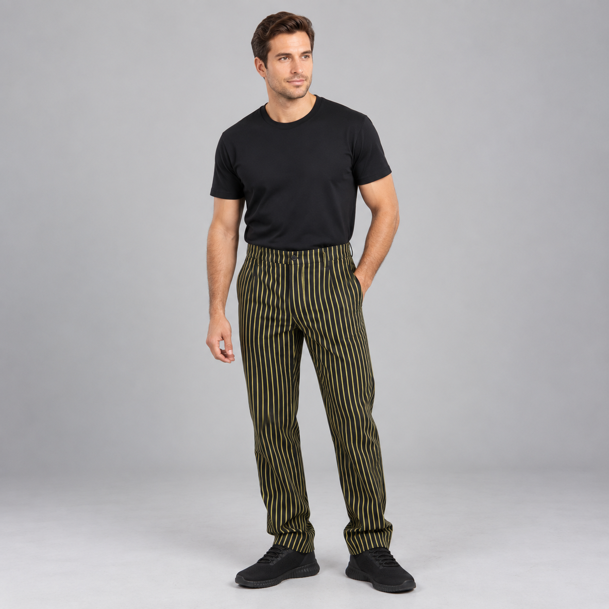 GARY'S pantalon cuisine unisexe rayures Raya Gris