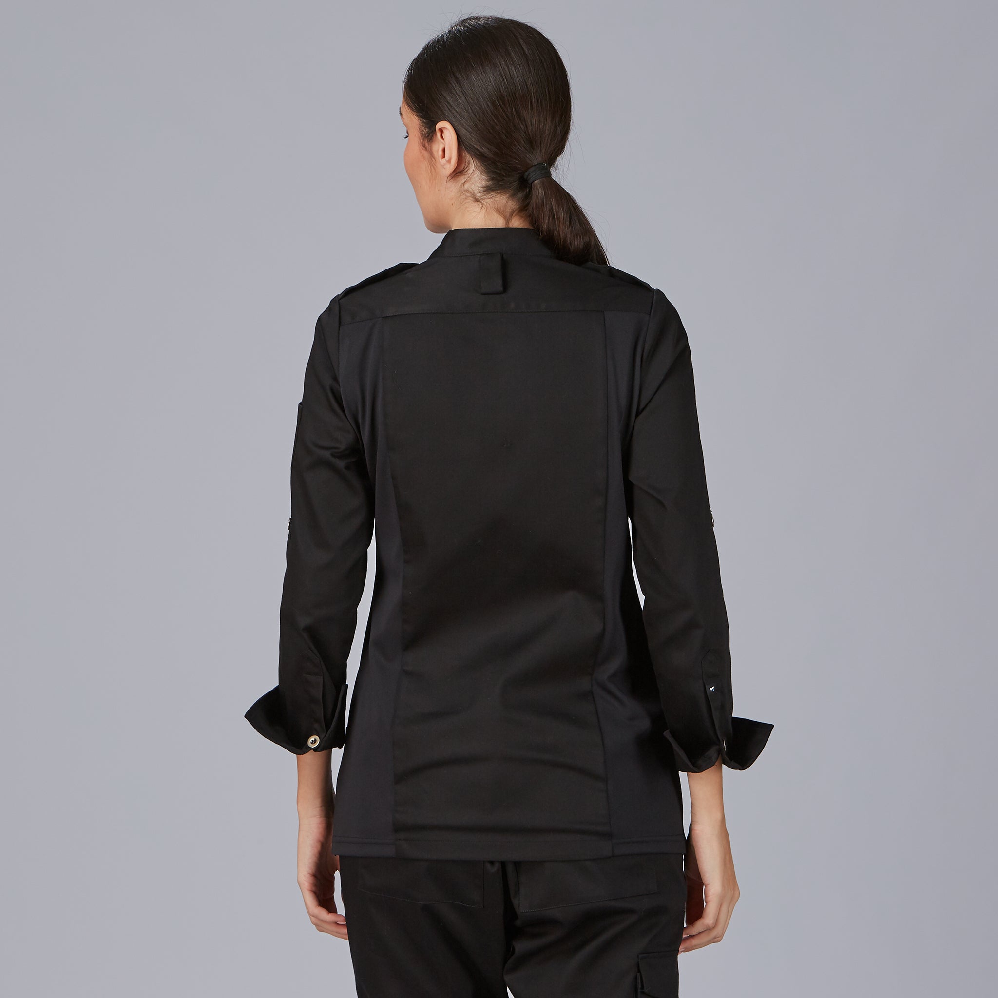 Gary's Sola veste cuisine femme noire satin coton