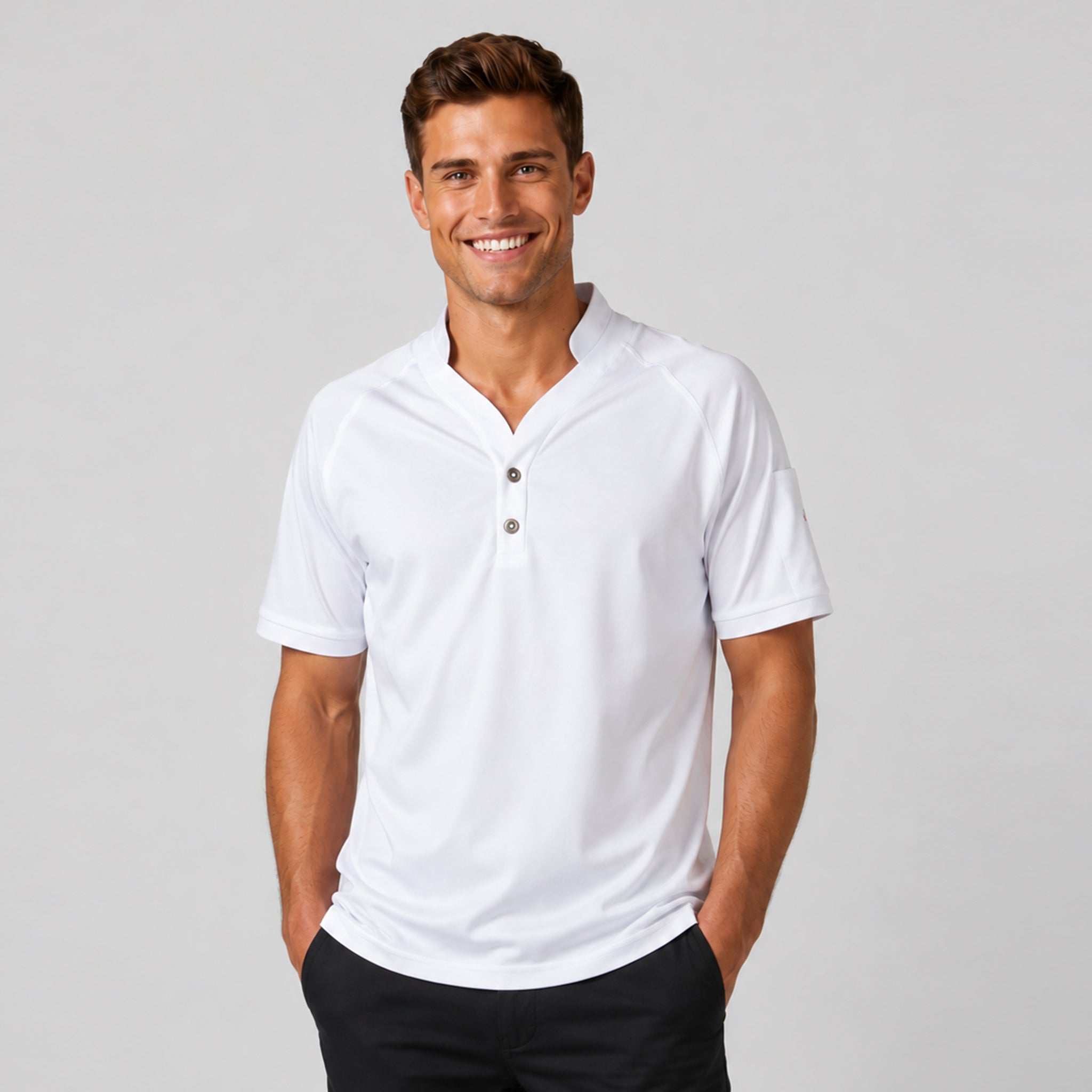 GARY'S Thot polo cuisine unisexe blanc déperlant