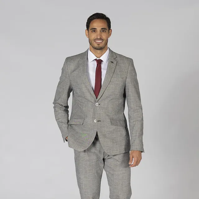 GARY'S Blazer homme gris cheviot slim 2 boutons 50