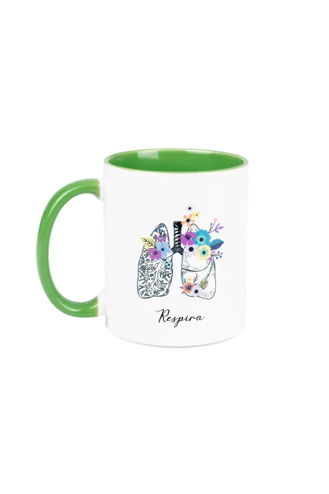 Enfermania Regalos Taza Pulmones mug céramique vert 350 ml