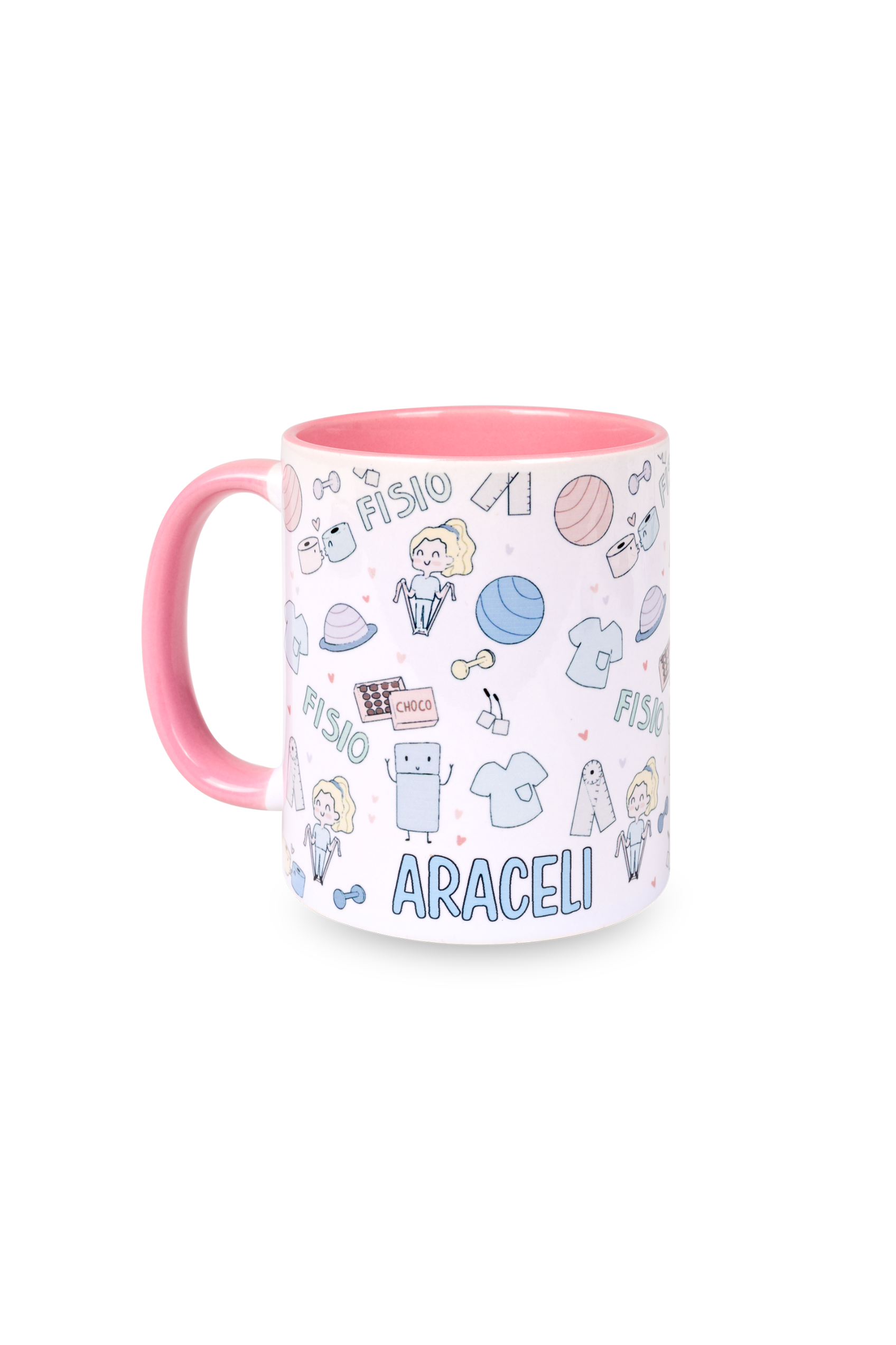 Enfermania Regalos Fisio Pastel tasse rose personnalisable 350 ml