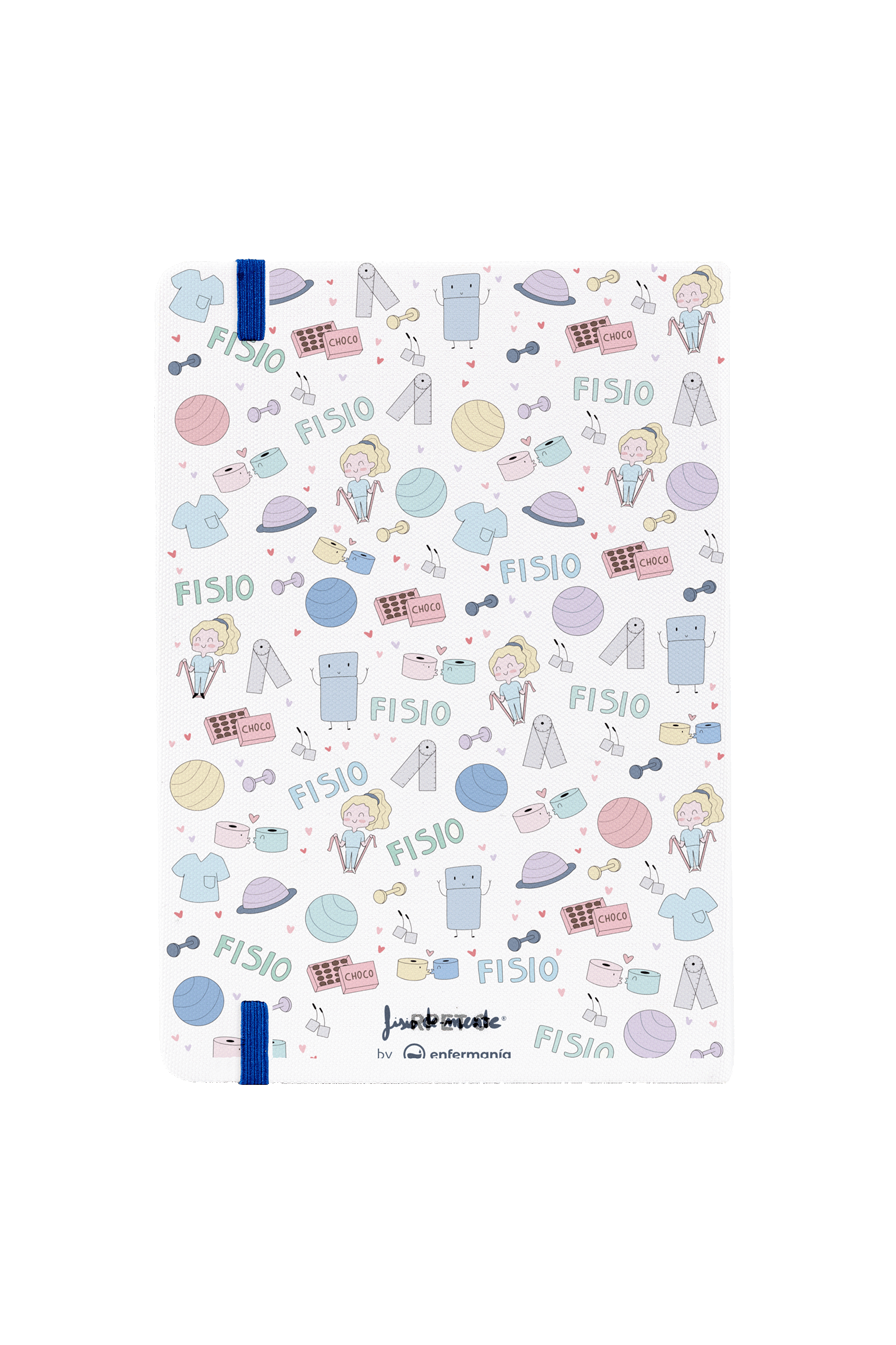 Enfermania Fisio Pastel carnet A5 ligné élastique bleu
