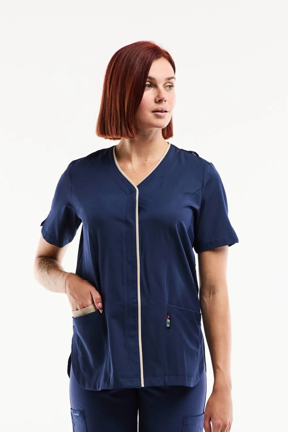 Aelin Serena Blouse Médicale Femme Bleu Marine Stretch