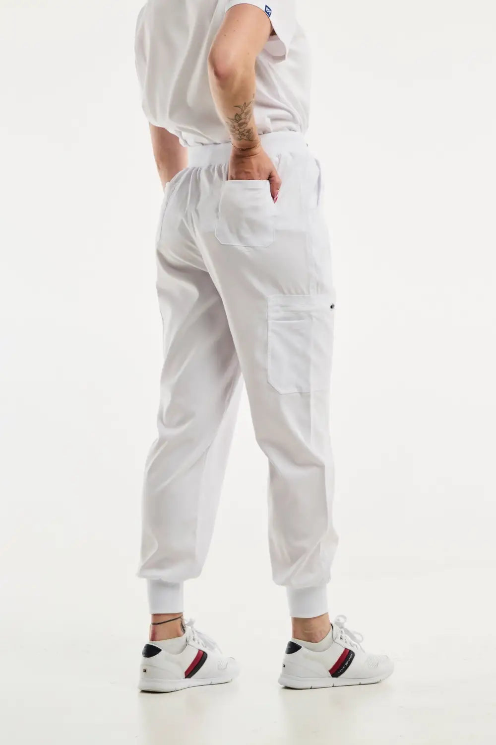 Aelin EMMA jogger pantalon médical femme blanc stretch
