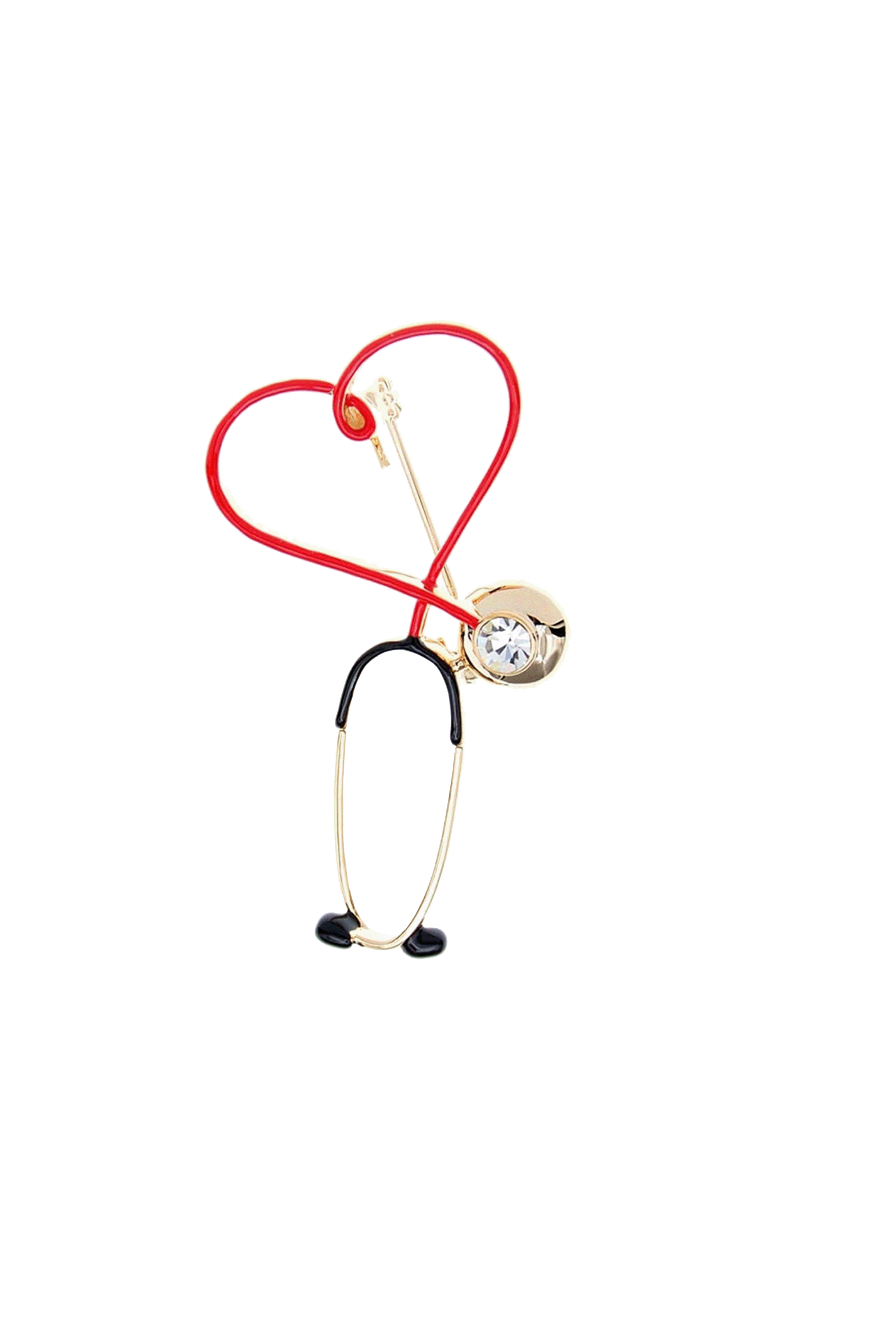 Enfermania Regalos broche ECG rouge coeur emaille
